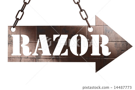 razor word on metal pointer 14487773