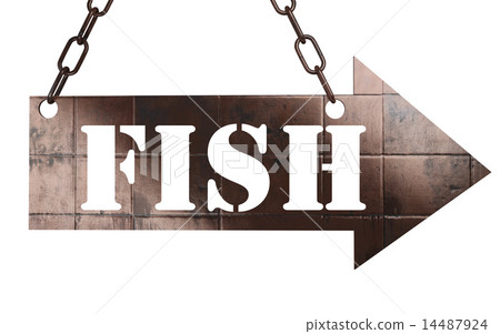 fish word on metal pointer 14487924