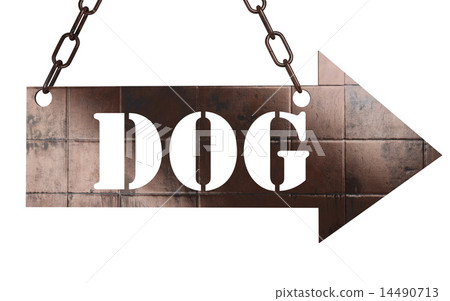 dog word on metal pointer 14490713
