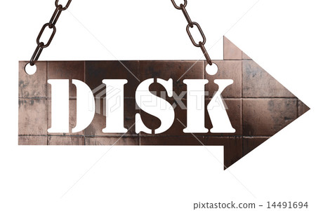 disk word on metal pointer disk word on metal pointer 14491694