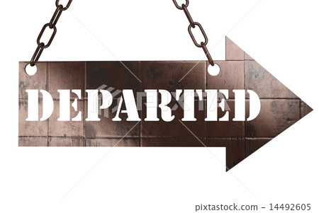 departed word on metal pointer 14492605