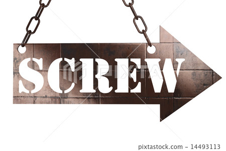 screw word on metal pointer 14493113
