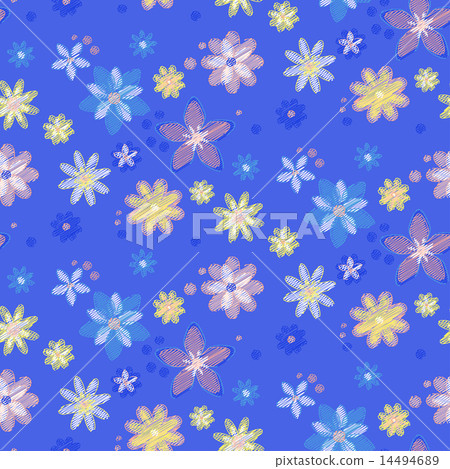 Seamless pattern with flowers - Stock Illustration [14494689] - PIXTA