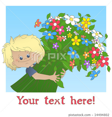 Boy with a big bouquet of flower Boy with a big bouquet of flower 14494802