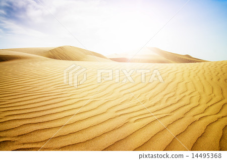 Blue sky and sand dunes in sunny day. 14495368