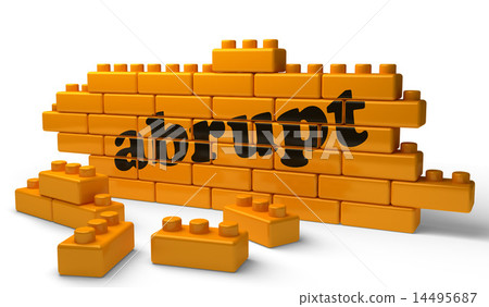 abrupt word on yellow brick wall 14495687