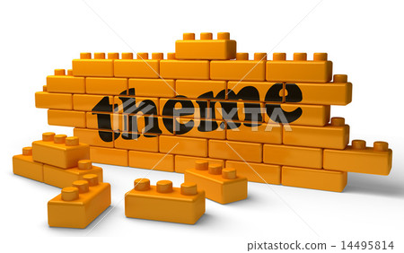 theme word on yellow brick wall 14495814