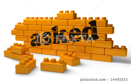asked word on yellow brick wall 14495815