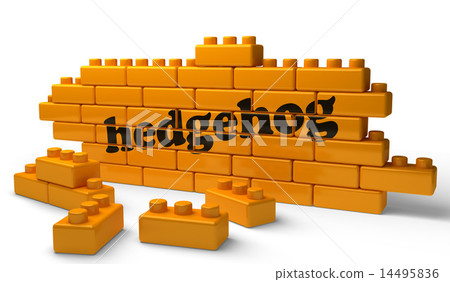 hedgehog word on yellow brick wall hedgehog word on yellow brick wall 14495836