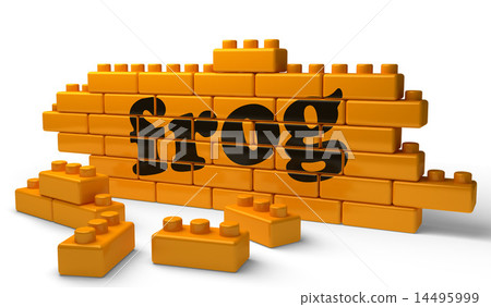 frog word on yellow brick wall 14495999