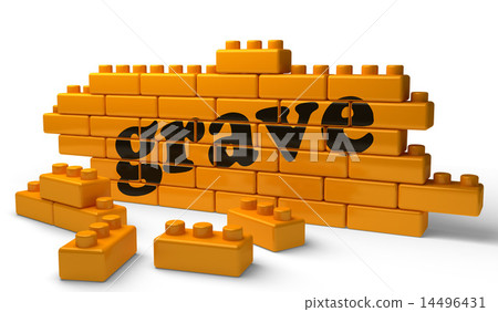 grave word on yellow brick wall grave word on yellow brick wall 14496431
