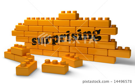 surprising word on yellow brick wall 14496578