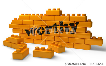 worthy word on yellow brick wall worthy word on yellow brick wall 14496651