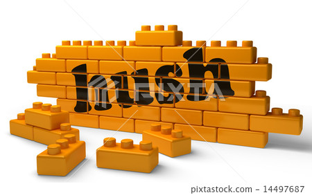 hush word on yellow brick wall 14497687