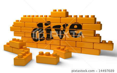 dive word on yellow brick wall dive word on yellow brick wall 14497689
