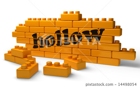 hollow word on yellow brick wall 14498054