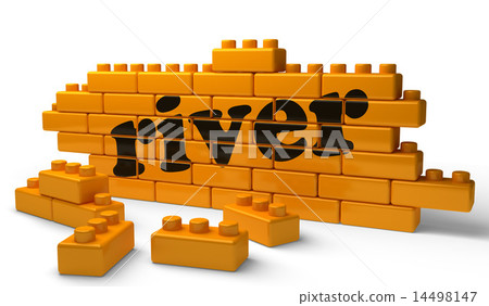 river word on yellow brick wall 14498147