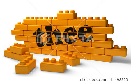 thee word on yellow brick wall 14498223