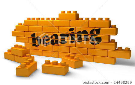 bearing word on yellow brick wall 14498299