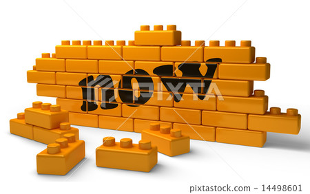now word on yellow brick wall 14498601