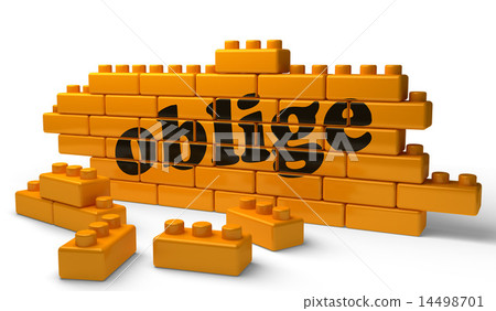oblige word on yellow brick wall 14498701