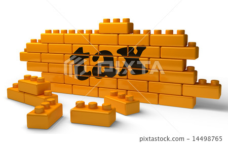 tax word on yellow brick wall 14498765