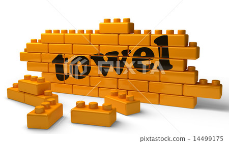 towel word on yellow brick wall towel word on yellow brick wall 14499175