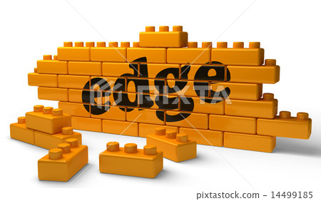 edge word on yellow brick wall 14499185