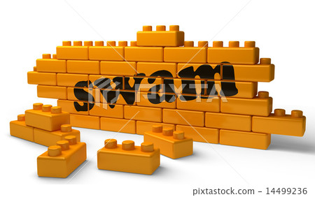 swam word on yellow brick wall swam word on yellow brick wall 14499236