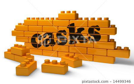 casks word on yellow brick wall 14499346