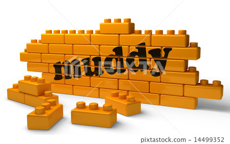 muddy word on yellow brick wall muddy word on yellow brick wall 14499352