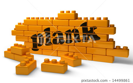 plank word on yellow brick wall plank word on yellow brick wall 14499861