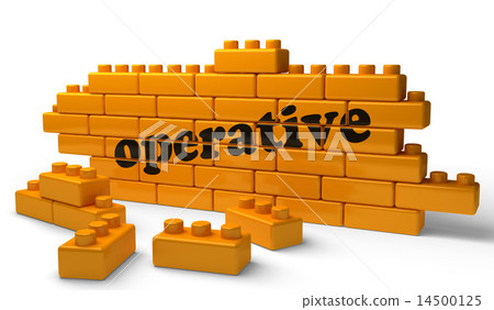 operative word on yellow brick wall 14500125