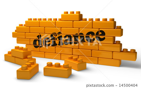defiance word on yellow brick wall 14500404