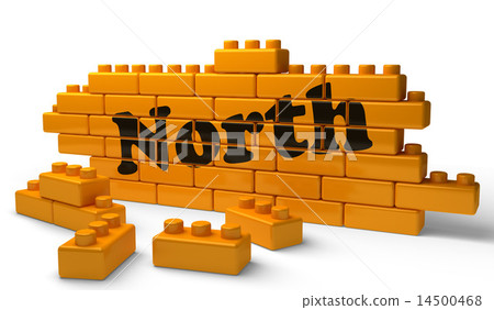 North word on yellow brick wall 14500468