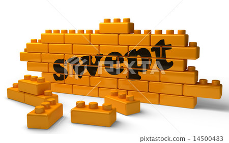 swept word on yellow brick wall 14500483