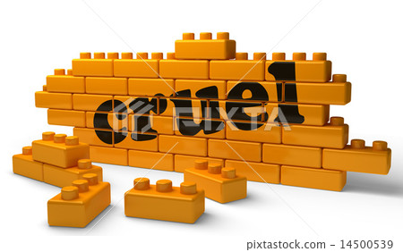 cruel word on yellow brick wall 14500539