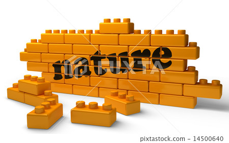 nature word on yellow brick wall 14500640