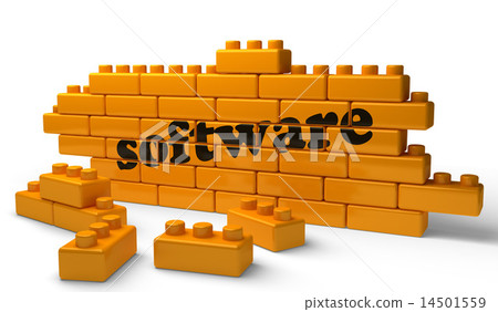 software word on yellow brick wall 14501559