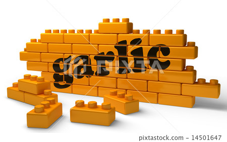 garlic word on yellow brick wall 14501647