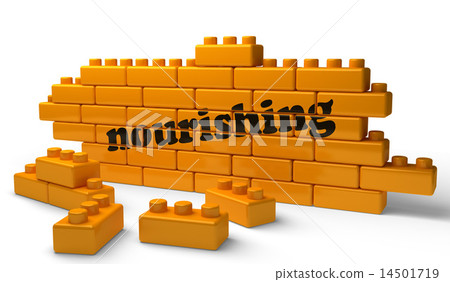 nourishing word on yellow brick wall 14501719