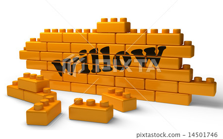 willow word on yellow brick wall 14501746