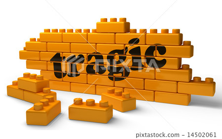 tragic word on yellow brick wall 14502061
