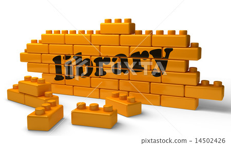 library word on yellow brick wall library word on yellow brick wall 14502426