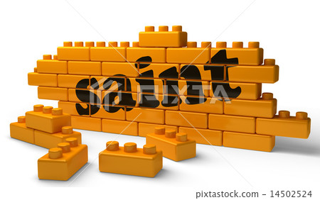 saint word on yellow brick wall 14502524