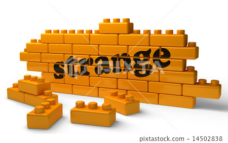 strange word on yellow brick wall 14502838