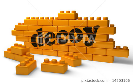 decoy word on yellow brick wall 14503106