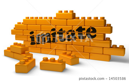 imitate word on yellow brick wall 14503586
