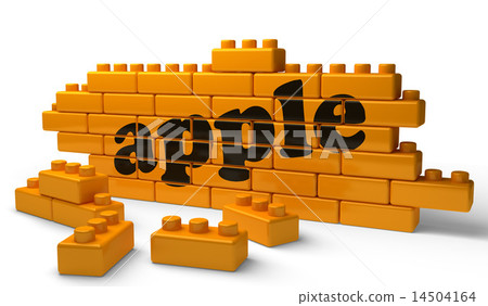 apple word on yellow brick wall apple word on yellow brick wall 14504164