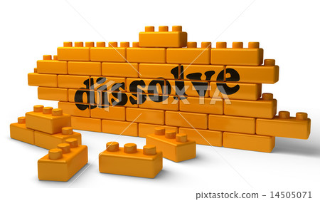 dissolve word on yellow brick wall 14505071